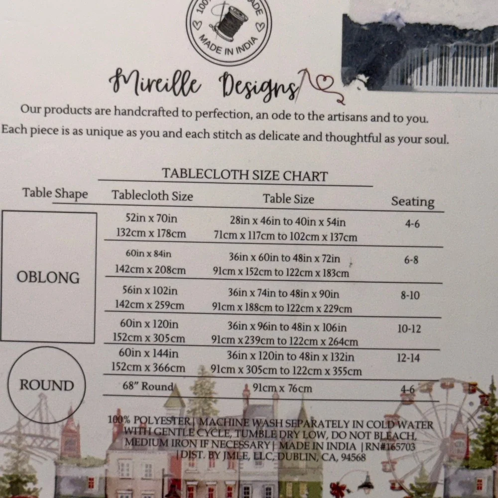 Mireille Designs 60x102 Winter Wonderland Tablecloth Christmas Village Holiday